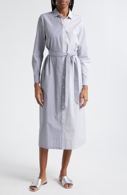 Atm Anthony Thomas Melillo Stripe Colorblock Long Sleeve Shirtdress In Chalk/ink