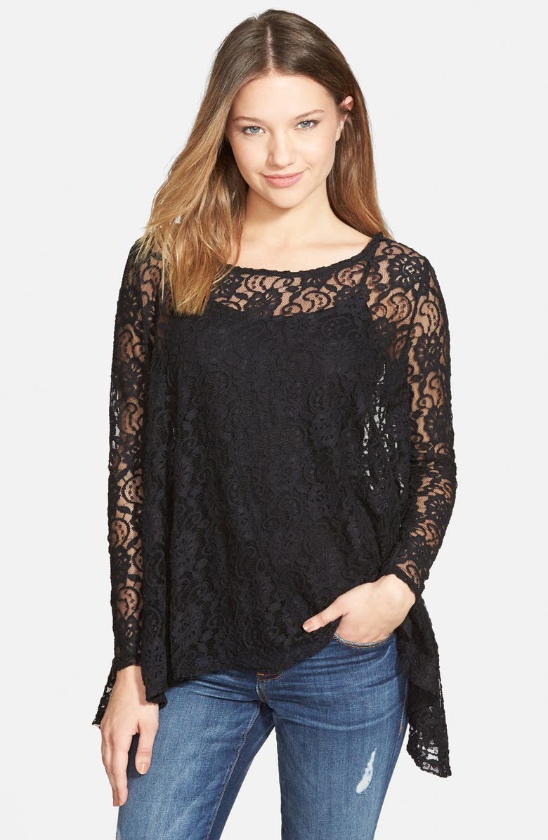 Haute Society Lace Tunic Tee (Juniors) (Online Only) | Nordstrom