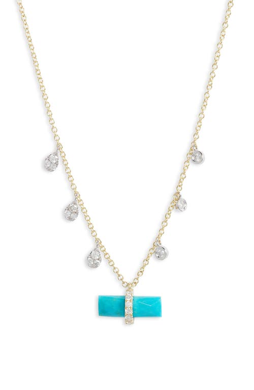 Meira T Turquoise Bar & Diamond Necklace in Yellow Gold at Nordstrom, Size 18