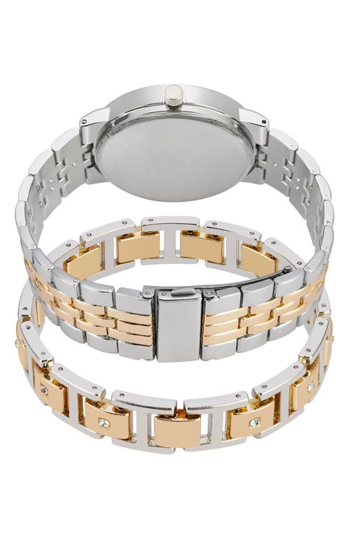 Shop Jones New York Three-hand Quartz Mesh Strap Watch & Id Bracelet Set In Gold/silver