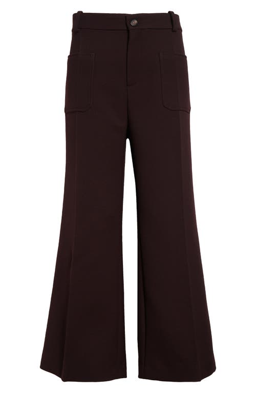 Shop Chloé Crop Bootcut Brushed Cavalry Wool Pants In Copper Brown