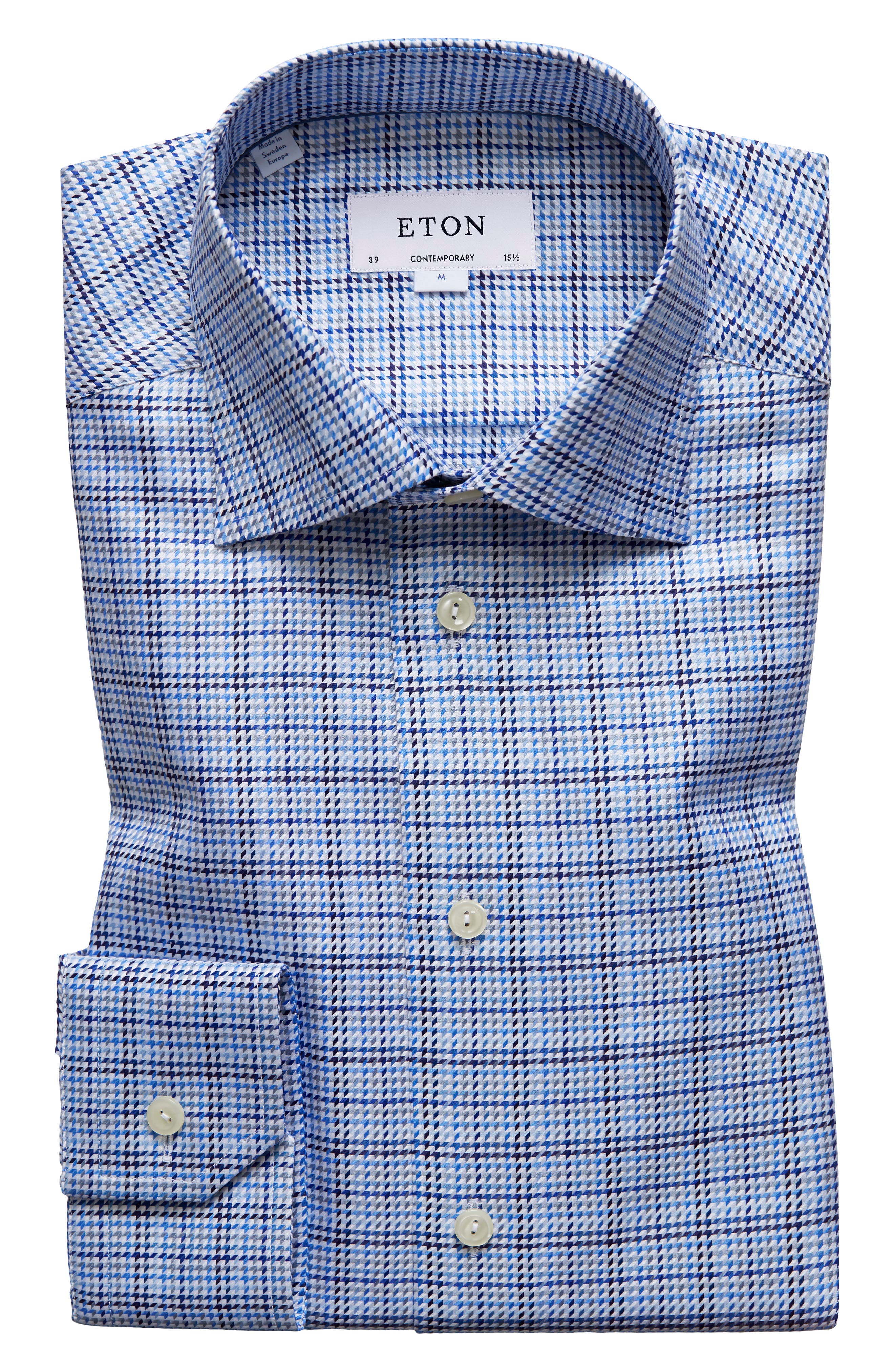 Eton Contemporary Fit Houndstooth Dress Shirt Nordstrom