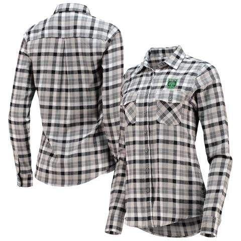 Men's Antigua White/Gray Cleveland Browns Keen Long Sleeve Button-Down Shirt