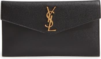 Saint Laurent Saint Laurent Ysl Monogram Large Bill Pouch Clutch In Beige  Calfskin Leather on SALE