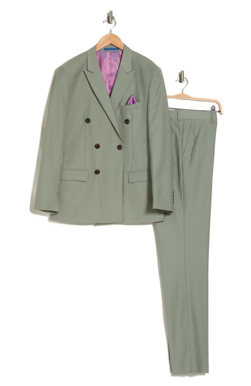 Gino Vitale Slim Fit Solid Double Breasted Suit In Sage