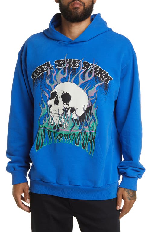 DIET STARTS MONDAY Men's Feel the Burn Cotton Hoodie in Blue