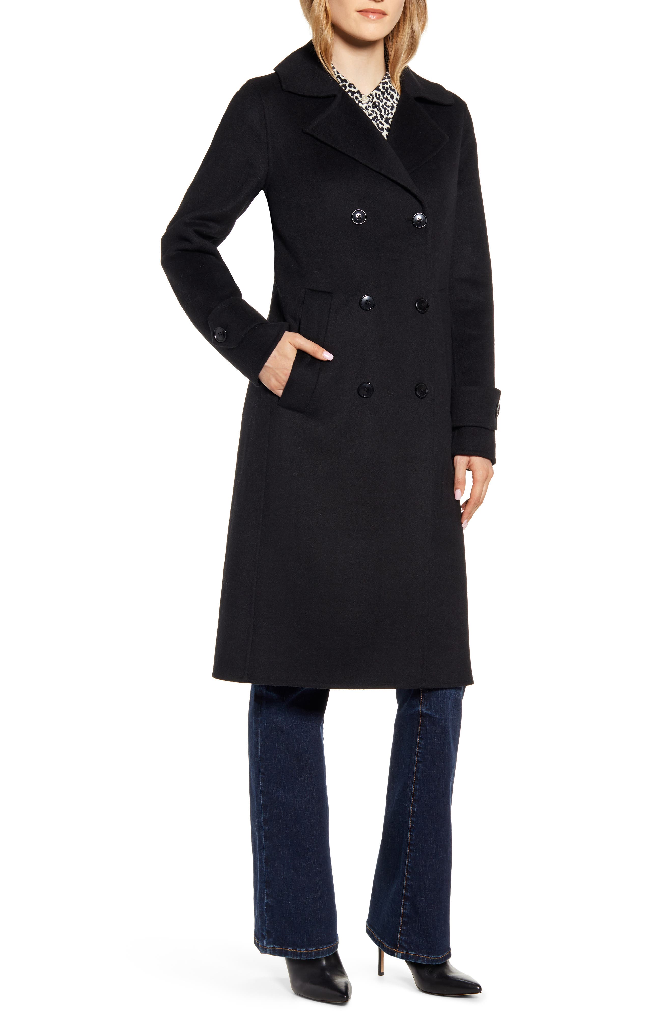 Cole New York Double Breasted Wool Blend Coat Nordstrom