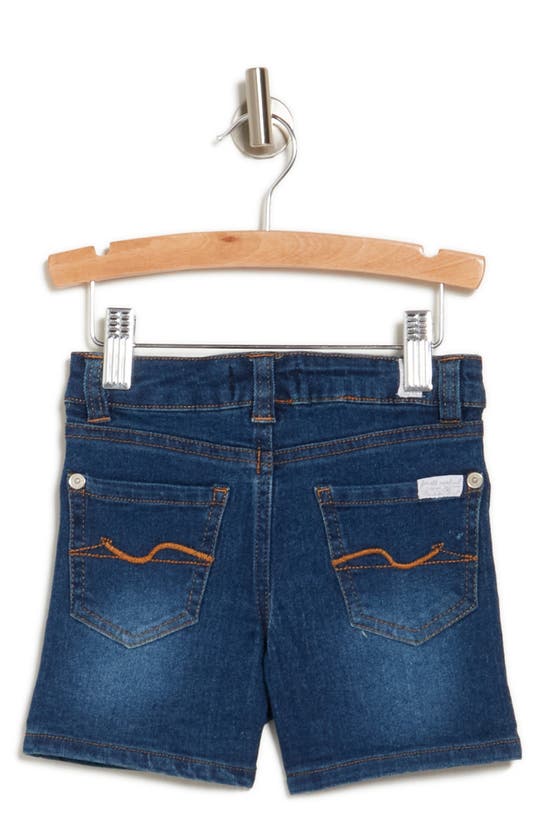 Shop 7 For All Mankind Kids' Stripe Ruffle Yoke Top & Denim Shorts Set