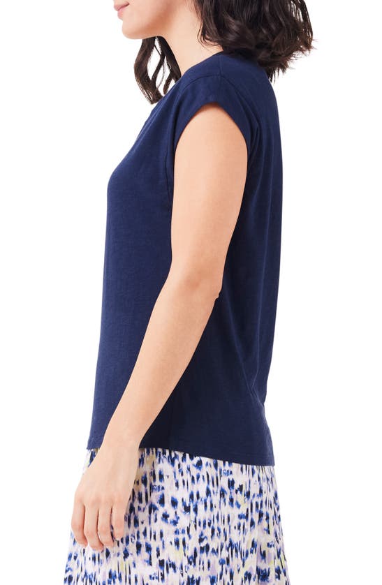 Nzt By Nic+zoe Cap Sleeve V-neck Top In Dark Indigo