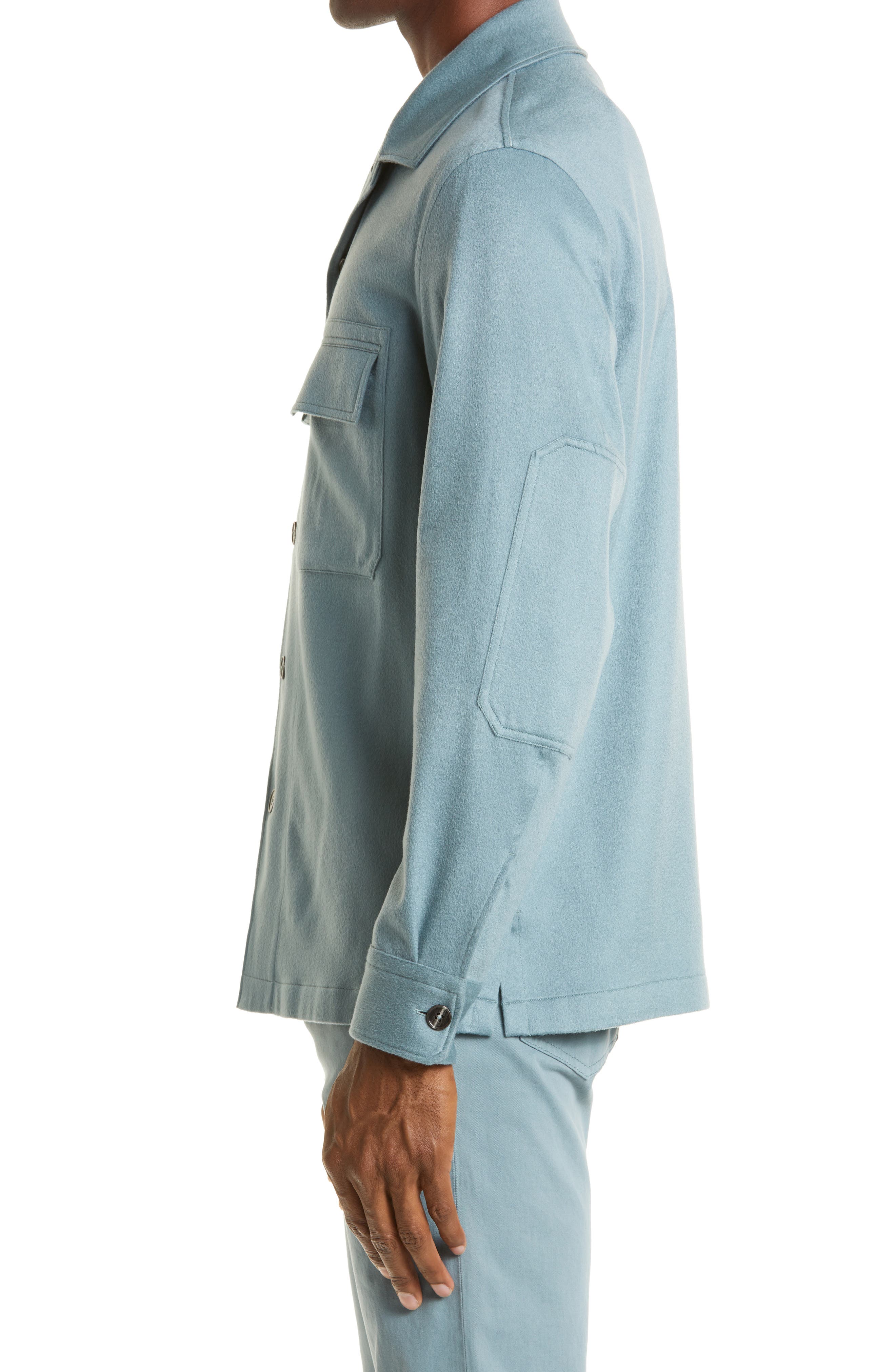 ZEGNA Oversize Oasi Cashmere Overshirt in Seafoam Blue | Smart Closet