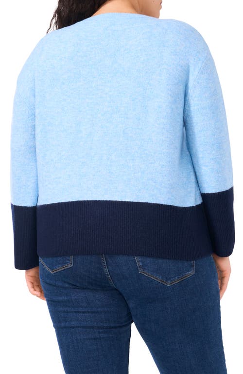 Shop Vince Camuto Colorblock Crewneck Sweater In Blue Hthr