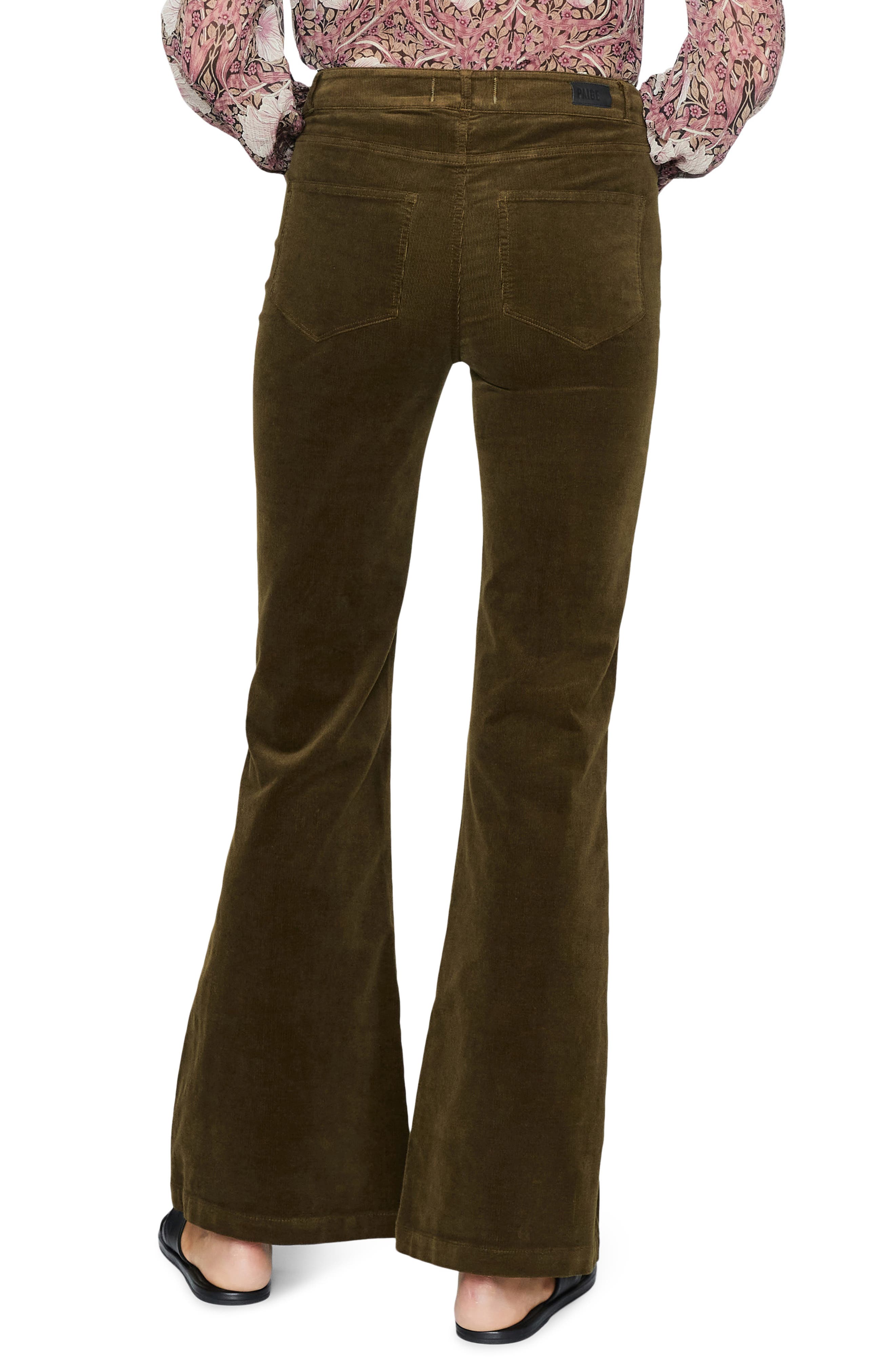 high waist flare leg corduroy pants