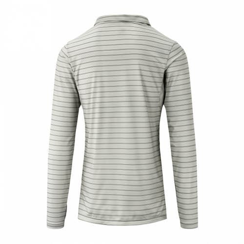 Uv Skinz Long Sleeve Performance Polo In Stone Eagle Stripe