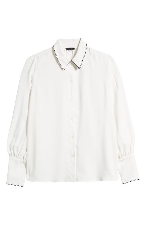 halogen(r) Embroidered Button-Up Shirt in New Ivory