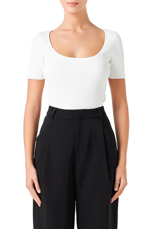 Endless Rose Short Sleeve Ribbed Sweater at Nordstrom,