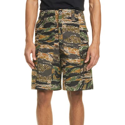 Dries Van Noten Plexi Camo Cargo Shorts, Beige