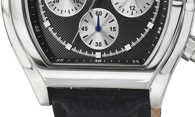 Porsamo Bleu Roman Chronograph Croc Embossed Leather Strap Watch, 42mm In Black