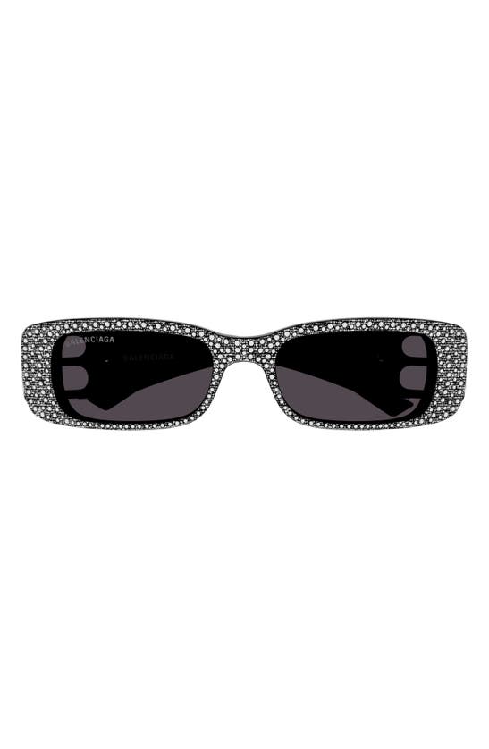 Shop Balenciaga 51mm Rectangular Sunglasses In Shiny Black Crystal Strass