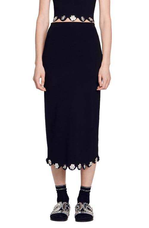 sandro Daliane Knit Midi Skirt Black at Nordstrom,