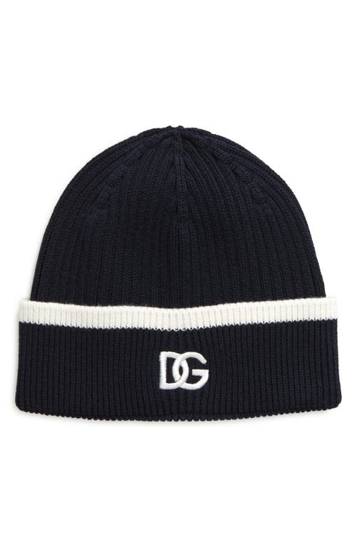 Shop Dolce & Gabbana Dolce&gabbana Logo Embroidered Beanie In Blu/bianco