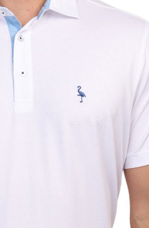 Tailorbyrd Melange Mesh Performance Polo Shirt In White