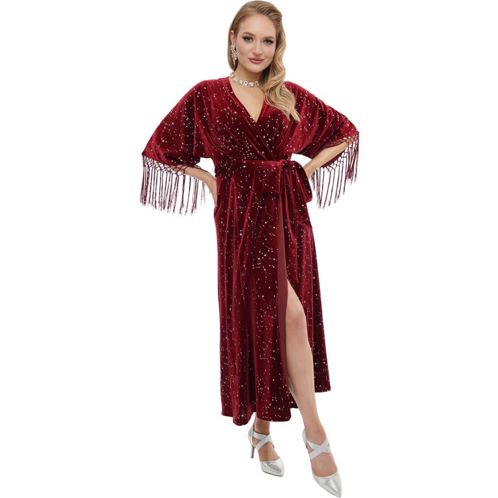 UNIQUE VINTAGE UNIQUE VINTAGE VELVET TIE WRAP SURPLICE MIDI DRESS