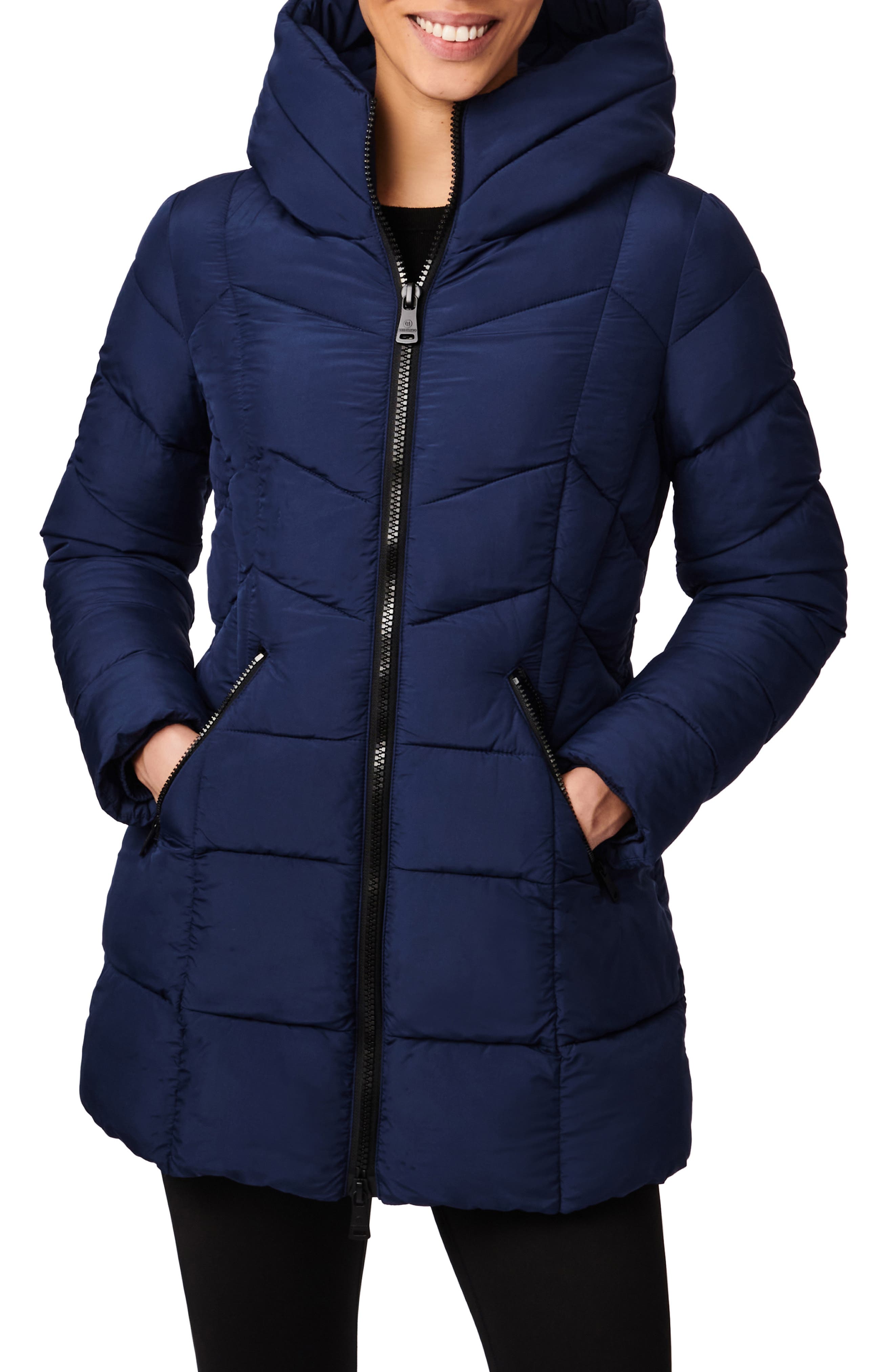 navy long puffer jacket