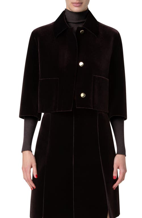 Akris Winslow Velvet Spacer Knit Crop Jacket In Mocca