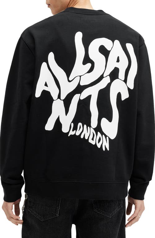 Shop Allsaints Orlando Logo Cotton Graphic Sweatshirt In Jet Black