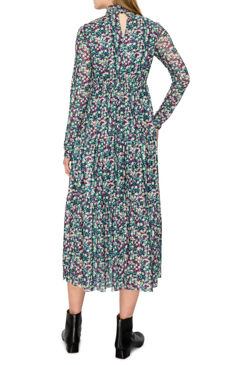 MELLODAY Floral Print Mock Neck Long Sleeve Midi Dress | Nordstrom