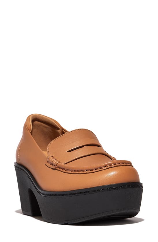 Fitflop Pilar Platform Loafer In Latte Tan