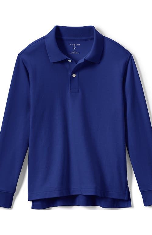 Lands' End School Uniform Kids Long Sleeve Interlock Polo Shirt In Cobalt
