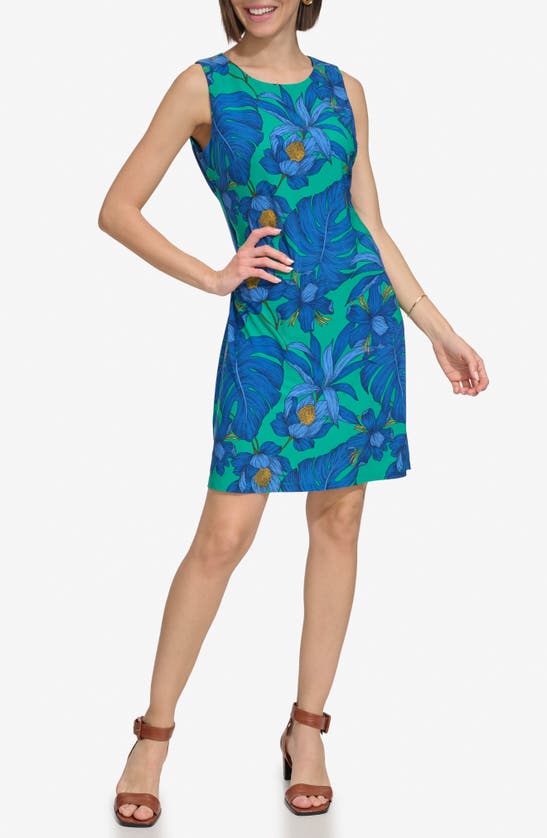 Shop Tommy Hilfiger Gustavia Floral Jersey Shift Dress In Sky Captain Multi