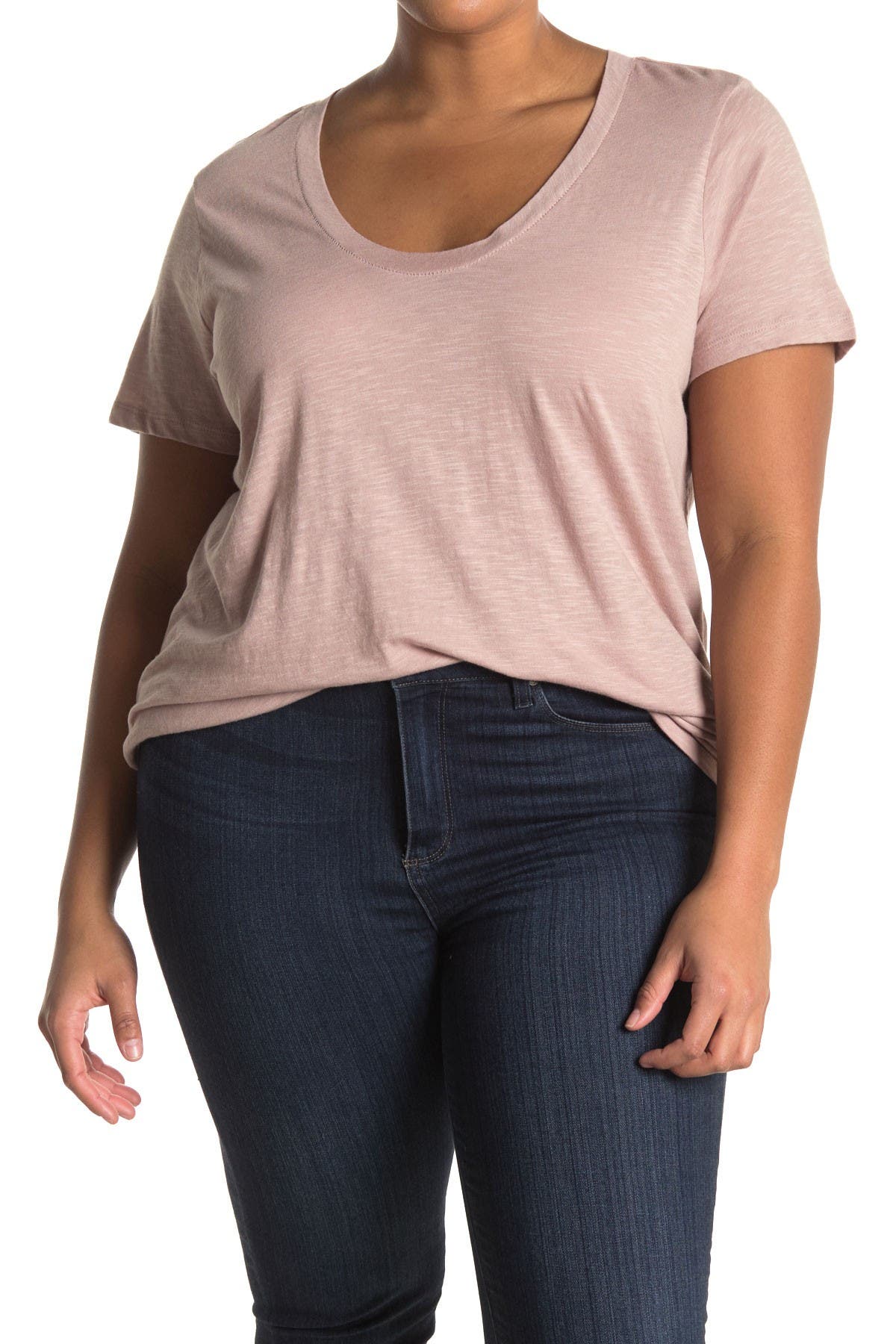 Susina Scoop Neck Slub T-shirt In Medium Pink