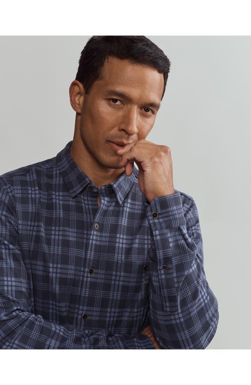 Shop Rhone Hardy Plaid Stretch Flannel Button-up Shirt In Vintage Indigo Plaid