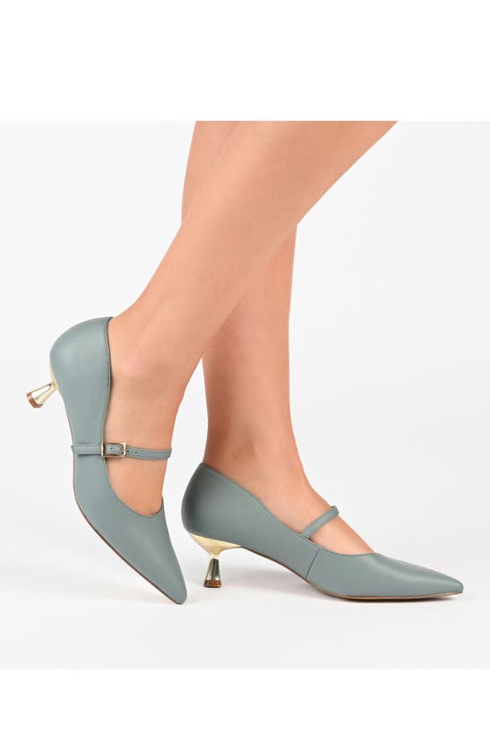 Journee Collection Womens Manza Kitten Heel Mary Jane Pointed Toe Pumps In Blue