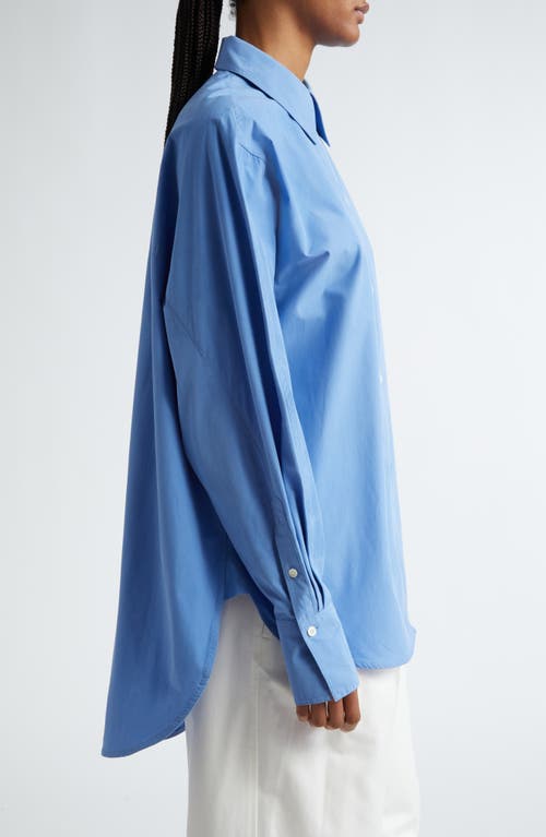 Shop Totême Toteme Oversize Organic Cotton Poplin Button-up Shirt In Cornflower