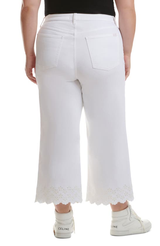 Shop Jen7 By 7 For All Mankind Eyelet Hem Mid Rise Crop Wide Leg Jeans In White