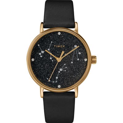 Timex Celestial Opulence Leather Strap Watch, 37Mm