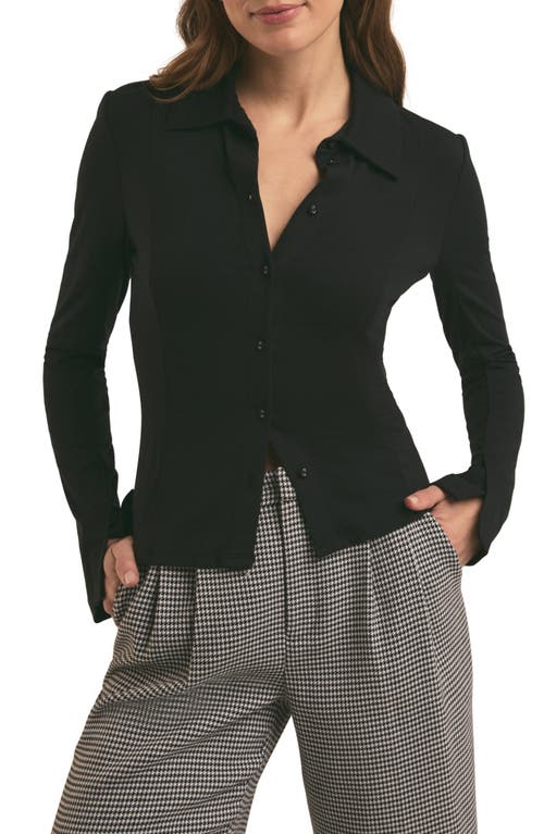Favorite Daughter The Trinity Jersey Button-up Shirt In Black