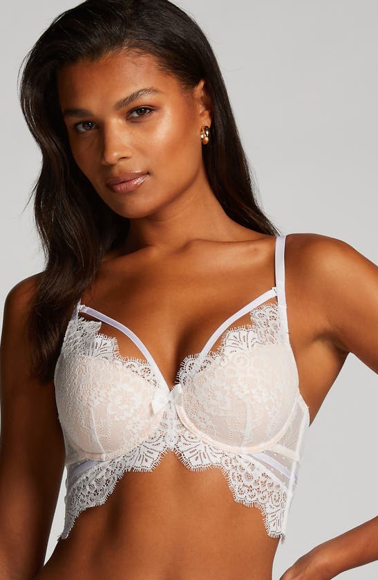 Shop Hunkemoller Hunkemöller Marilee Lace Longline Underwire Bra In Snow White