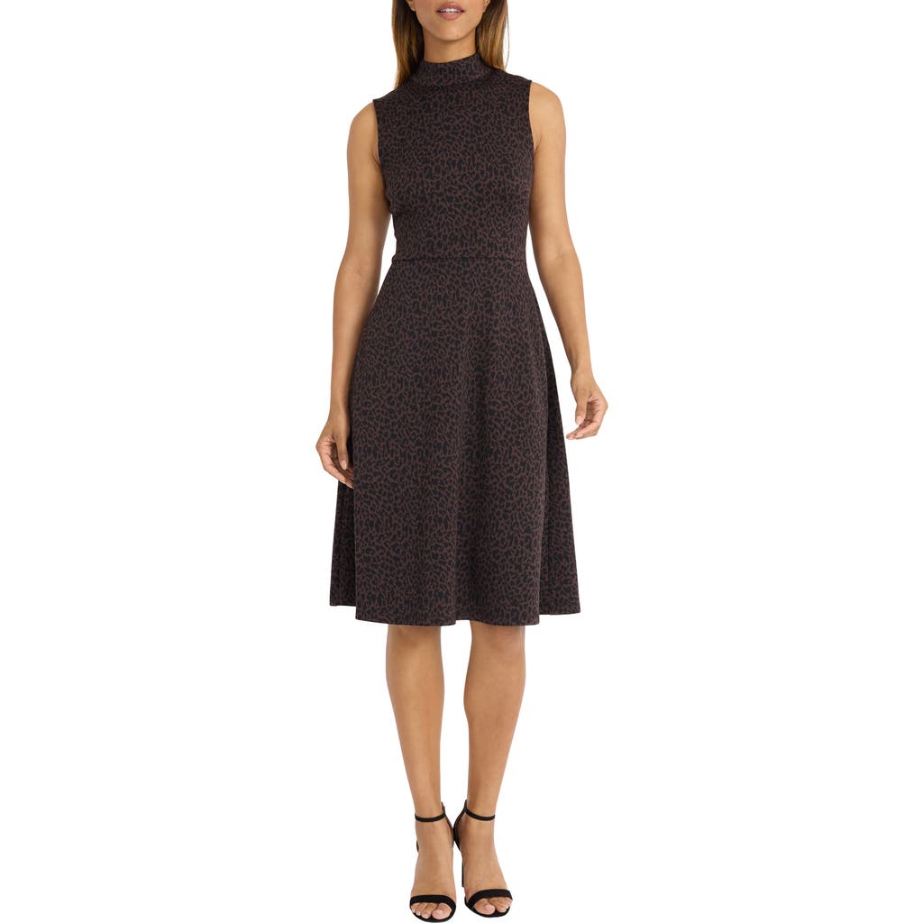 Maggy London Panthera Jacquard Fit & Flare Dress In Dark Brown/black