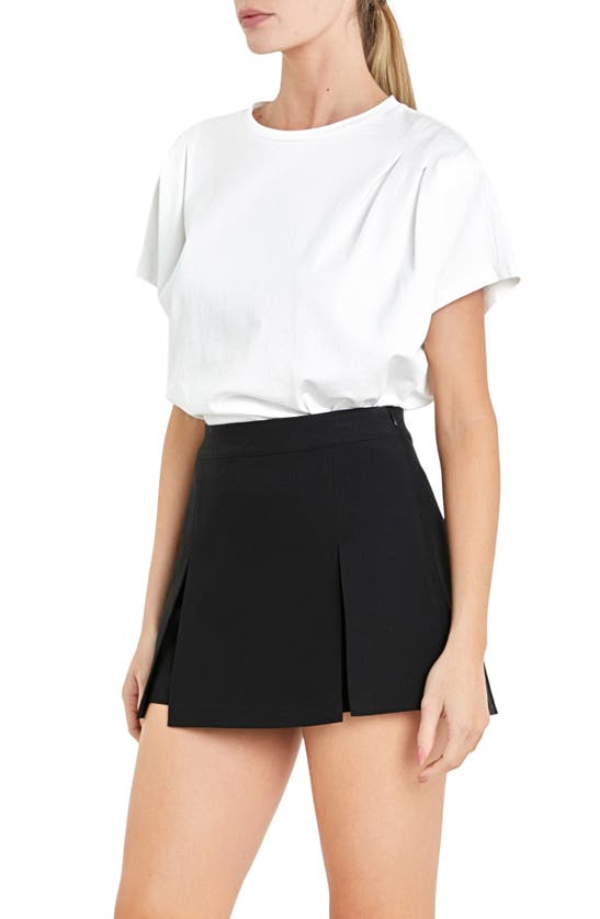 Shop English Factory Pleat Shoulder T-shirt In White