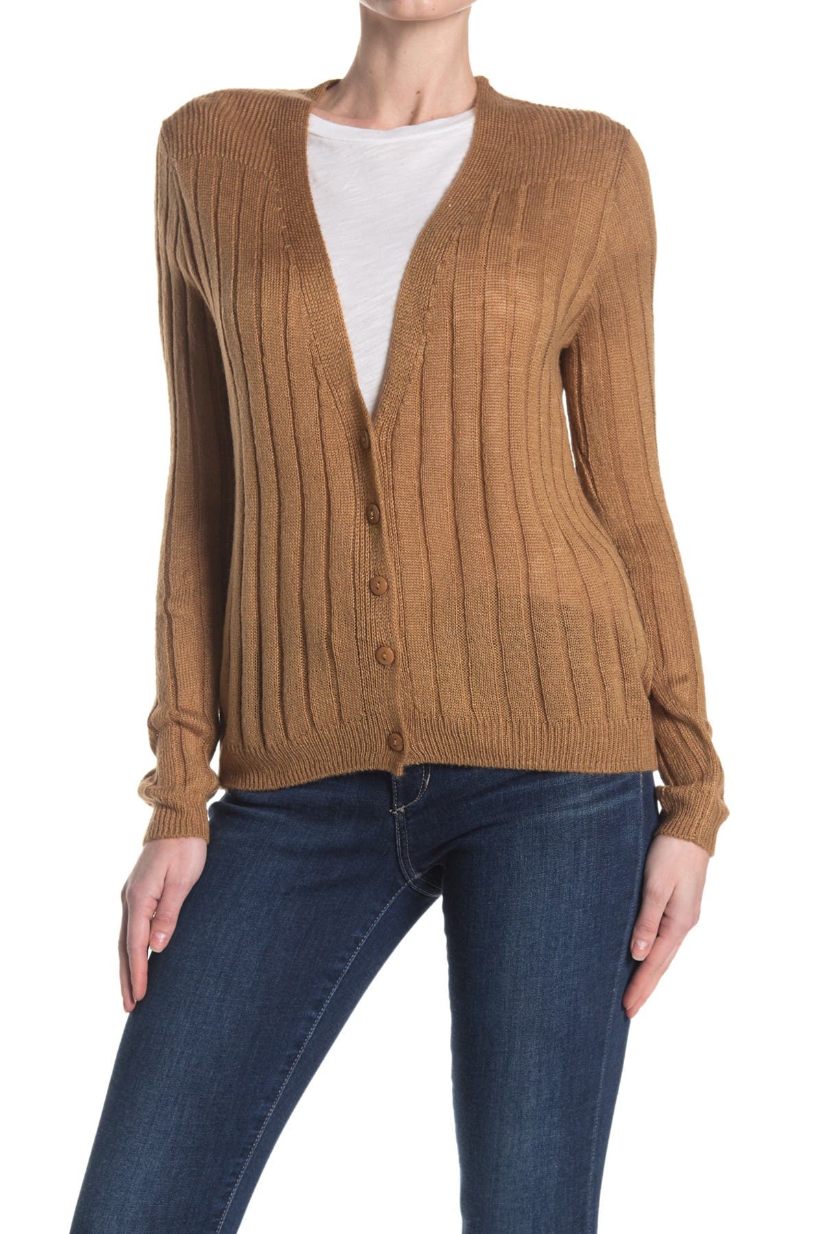 ribbed button front cardigan