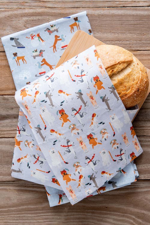 Puppington Dog Kitchen Towels In Ice Pups Winter Woofs