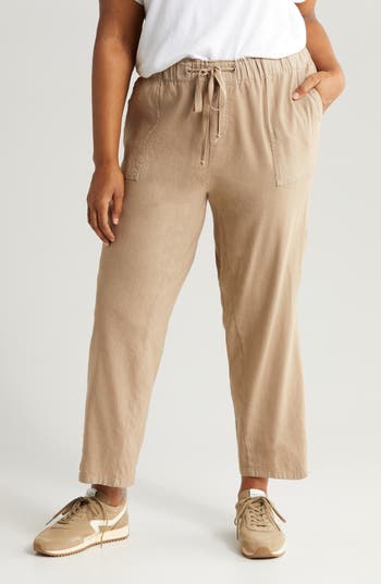 KUT FROM THE KLOTH KUT FROM THE KLOTH ROSALIE DRAWSTRING ANKLE LINEN BLEND PANTS 