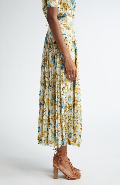 Ulla Johnson Ella Pleated Silk Skirt In Flora Multi