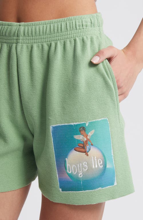 Shop Boys Lie Burst Your Bubble Francis Cotton Graphic Sweat Shorts In Green