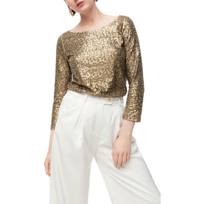 J.crew Allover Sequin Long Sleeve Tee, Beige