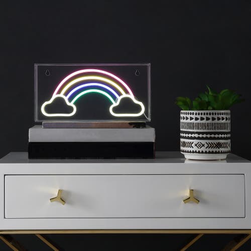 Jonathan Y Rainbow Contemporary Glam Acrylic Box Usb Operated Led Neon Light In Multi Color